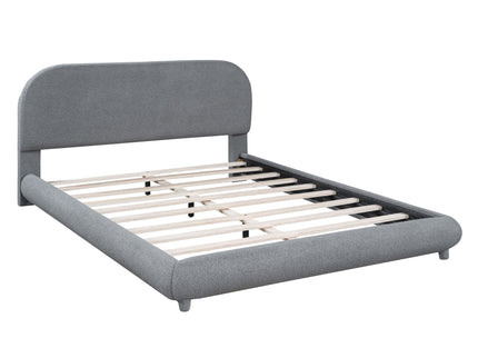Upholstered Platform Bed With Thick Solid Frame And Stylish Curve-Shaped Design