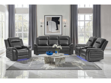 Ian - Power Reclining Sofa With LED & Global Surround System - Charcoal