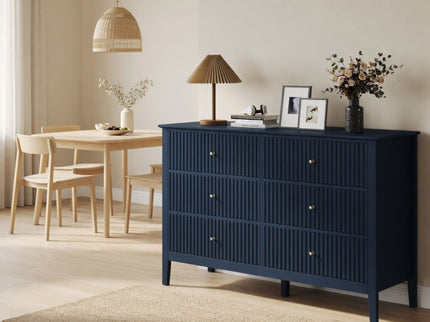 Modern 6 Drawer Fluted Dresser