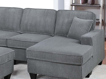 Left Arm Facing Loveseat With USB Port And Storage Sectional Set With Corner Wedge Armless Chair And Cocktail Ottoman - Fog