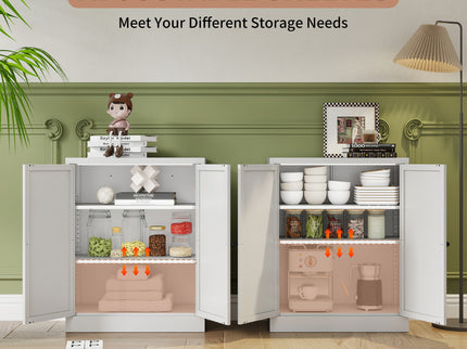 Pantry Cabinet With Adjustable Shelves Freestanding Kitchen Storage Organizer - White