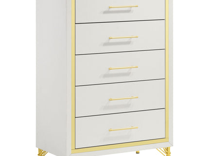 Chesney - 5 Drawer Chest With Trim - White