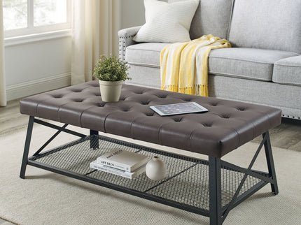 Upholstered Coffee Table With Rack - Dark Brown