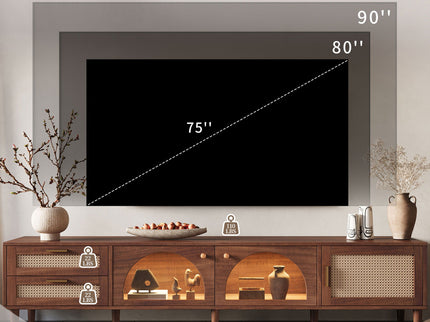 TV Stand With App-Controlled LED Lights, 2 Drawers & Door Storage