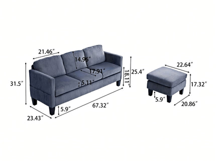 L-Shaped Sectional Sofa With Padded Cashmere, Space Saving Design For Living Rooms & Apartments - Gray