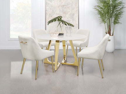 Imani - Round Marble Dining Table - Gold