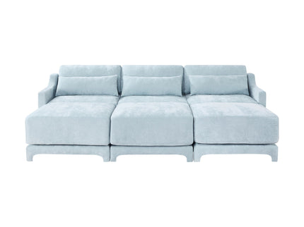 Stylish Sofa With Ottoman And Lumbar Pillows, Ergonomic Design