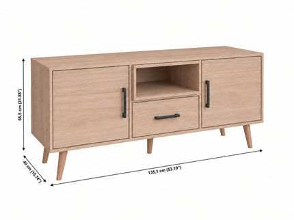 TV Stand For TVs Up To 60" With 2 Doors, 1 Drawer And 1 Open Shelf - Walnut