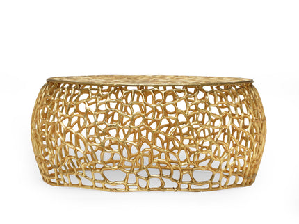 Modern Glam Mesh Coffee Table With Accents And - Gold