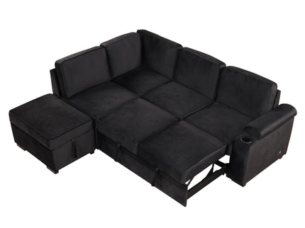 Sleeper Sofa Bed, 2 In 1 Pull Out Sofa Bed L Shape Couch With Storage Ottoman For Living Room, Bedroom Couch And Small Apartment