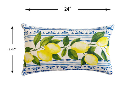 Summer Fresh Lemon Lumbar Outdoor Pillows - Multi