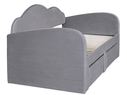 Upholstered Daybed With Cloud-Shaped Backrest, Trundle & 2 Drawers And USB Ports