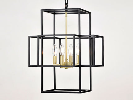 4 Light Metal Lantern Tiered Pendant Hanging Light Fixtures, Industrial Farmhouse Adjustable Height Chandeliers For Dining Room Hallway Foyer Entryway (E12 Bulbs Not Included)