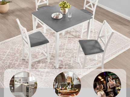 5 Piece Counter Height Dining Table Set With 4 Chairs