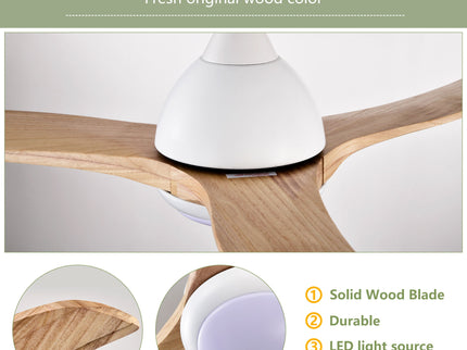Indoor Outdoor Ceiling Fan With Light With Remote Control, Noiseless Reversible Motor, 6 Speed, 3 Color