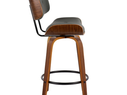 Lombardi - Mid-Century Modern Fixed Height Counter Stool With Swivel With Round Footrest (Set of 2)