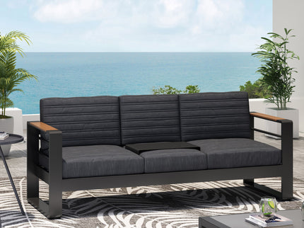 Giovanna - 3 Seater Sofa With Aluminum Frame And Water Repellence Cushions - Black