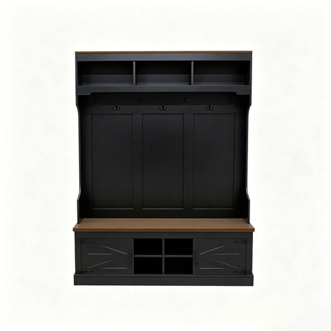 Farmhouse Hall Tree With Bench And Shoe Storage
