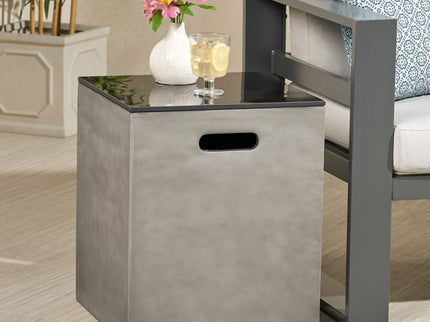 Modern Design Mgo Tank Holder Side Table With Ceramic Top - Black / Gray