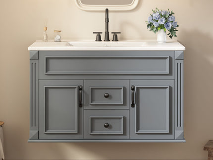 French Simple Style Wall Mounted Bathroom Cabinet With Sink