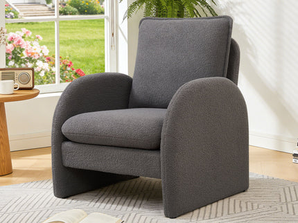 Modern Sherpa Upholstered Accent Chair, Comfortable Living Room Armchair, Lounge Chair For Bedroom, And Office