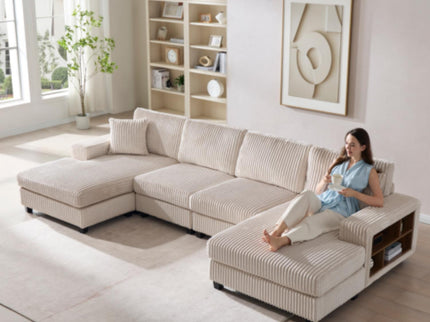 U-Shaped Convertible Sofa, 4 Seater Large Living Room Lounge