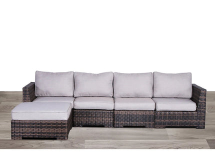 Wide Patio Sectional With Cushions - Brown