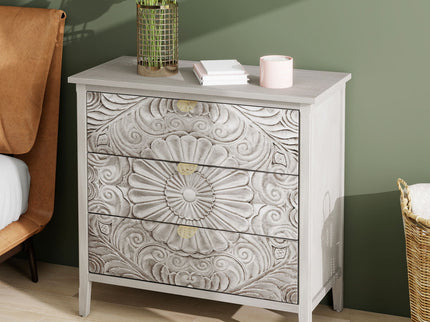 3 Drawer Cabinet, American Furniture, Suitable For Bedroom, Living Room - Light Gray