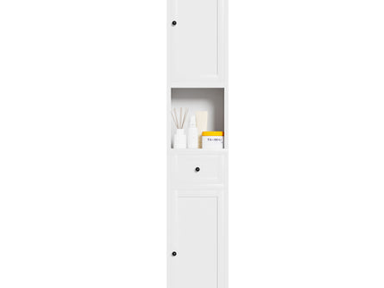 Tall Narrow Bathroom Cabinet With 5-Tier Storage, Adjustable Shelves, Freestanding - White