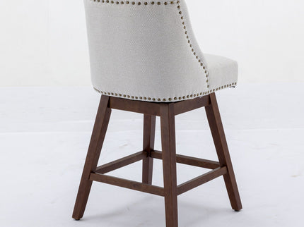 Counter Height Swivel Barstools, 26'' H Seat Height Upholstered Bar Stools (Set of 2), Fabric