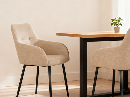 Dining Chair With Backrest And Wide Seat (Set of 2) - Beige