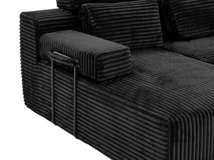 Sectional Sleeper Sofa & Storage Pockets, Modular Couch With Throw Pillows For Living Room