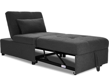 Sleeper Sofa Chair, Convertible Pull Out Bed Couch - Black