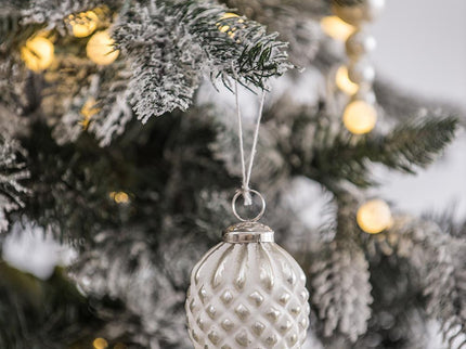 Christmas Ball Ornaments, Glass Decorative Hanging Ball Christmas Tree Ornaments For Holiday Party Decorations (Set of 12) - White