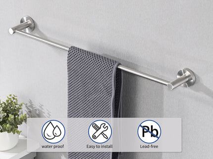 Bathroom Set 4 Pack With Towel Bar Racks, Toilet Paper Holder, Ring, Hook, Stainless Steel - Brushed Nickel