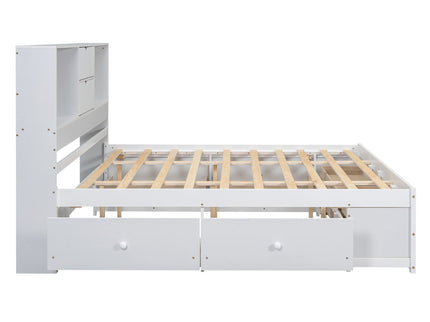Platform Bed With Storage Headboard And 8 Drawers