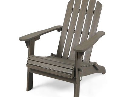 Outdoor Foldable Adirondack Chair With Hand Crafted Details - Gray