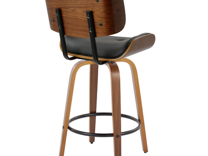Lombardi - Mid-Century Modern Fixed Height Counter Stool With Swivel With Round Footrest (Set of 2)