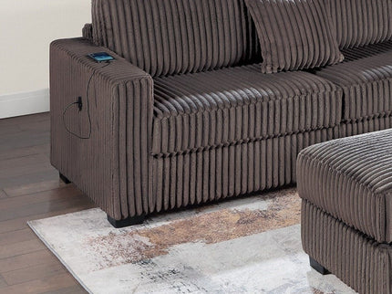 3 Piece Sectional Sofa With Reversible Chaise And USB Storage Ottoman