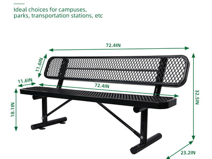 Outdoor Steel Bench With Backrest
