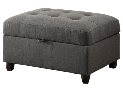 Storage Ottoman With Tufted Design - Gray