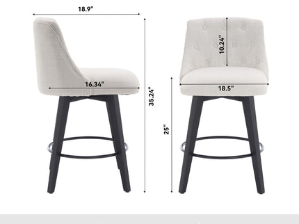 Swivel Bar Stools & Button Tufted Back (Set of 2)