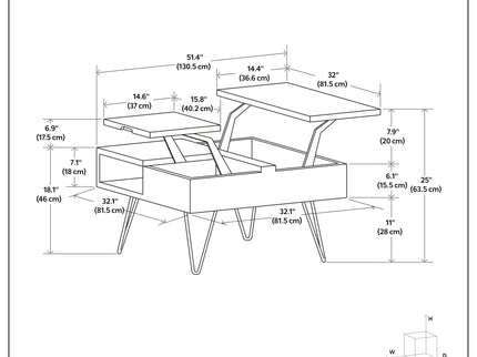 Hunter - Handcrafted Lift Top Coffee Table