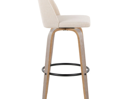 Toriano - Contemporary Fixed Height Barstool With Swivel With Round Footrest Comfort And Style (Set of 2)