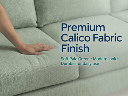 L - Shaped Sectional Sofa With Left Chaise & Ottoman - Pale Green