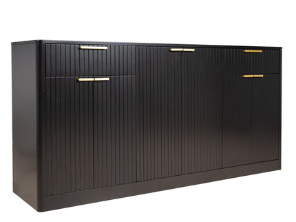 Large Fluted Buffet Sideboard, Wine Bar Storage Cabinet With 6 Doors & 2 Drawers