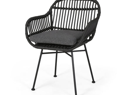 Outdoor Rattan Accent Chair With Metal Legs