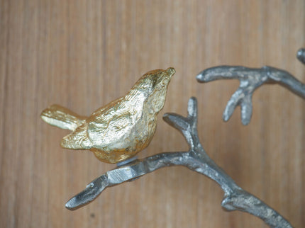 Metal Branch Wall Sculptures With Bird Accents (Set of 2) - Silver Multi