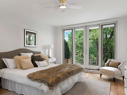 Flush Mount Ceiling Fan With LED Light 22W And Remote Control Blades / Body, DC Motor