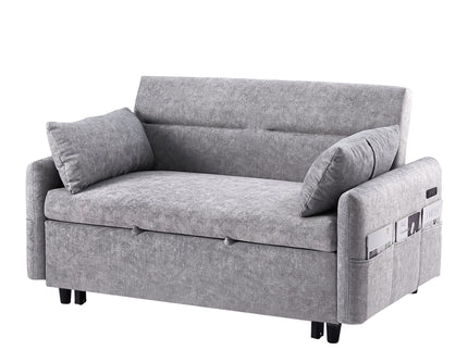 Pull Out Sleep Sofa Bed Loveseats Sofa Couch With Adjsutable Backrest, Storage Pockets, 2 Soft Pillows, USB Ports For Living Room, Bedroom, Apartment, Office